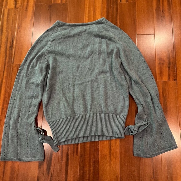 Sundance Stone Blue Sweater‎ Merino Wool Bell Sleeve Open Knit Boho Size M - Picture 3 of 7
